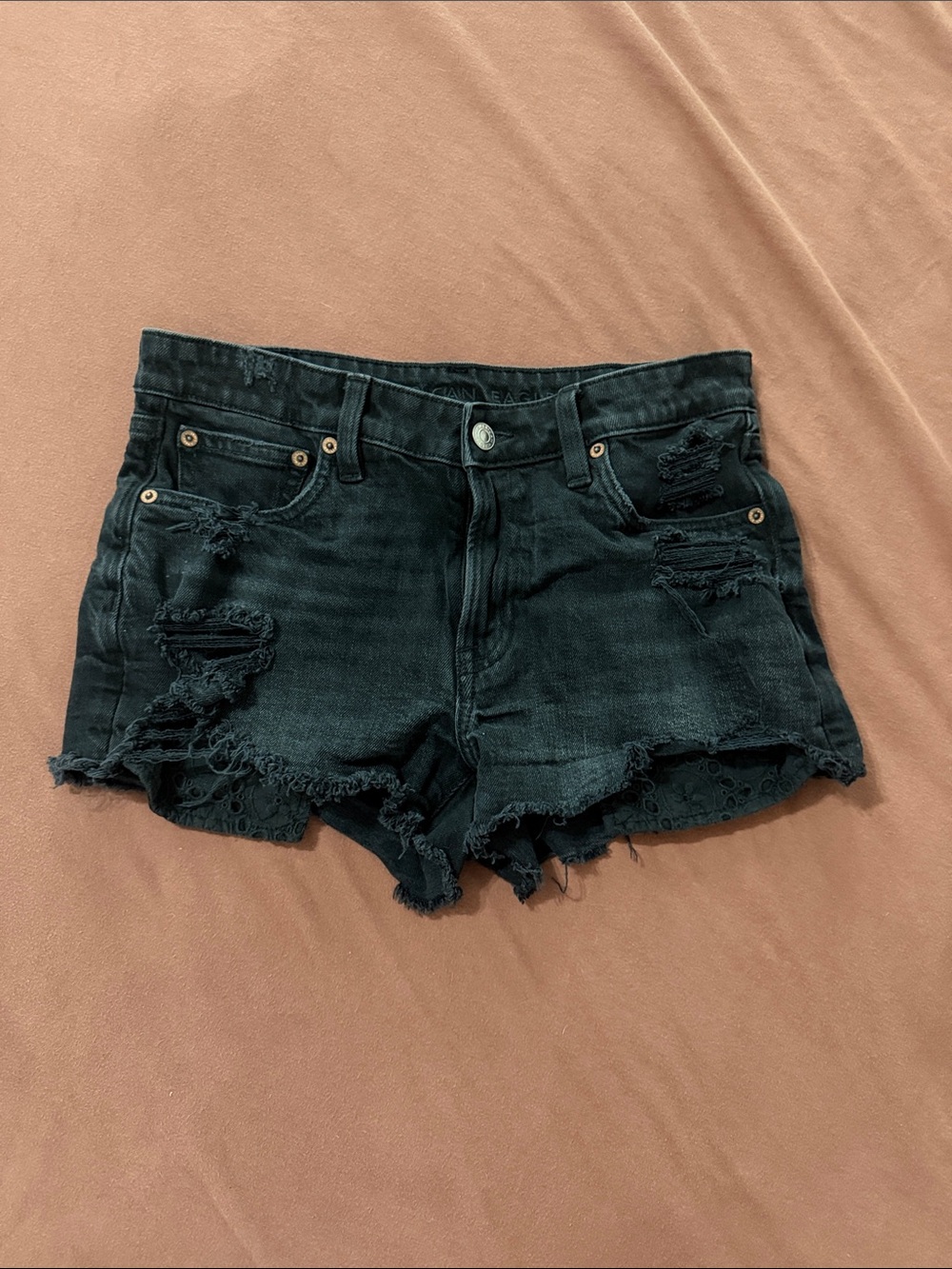 American Eagle Outfitters Black Distressed Denim Shorts
